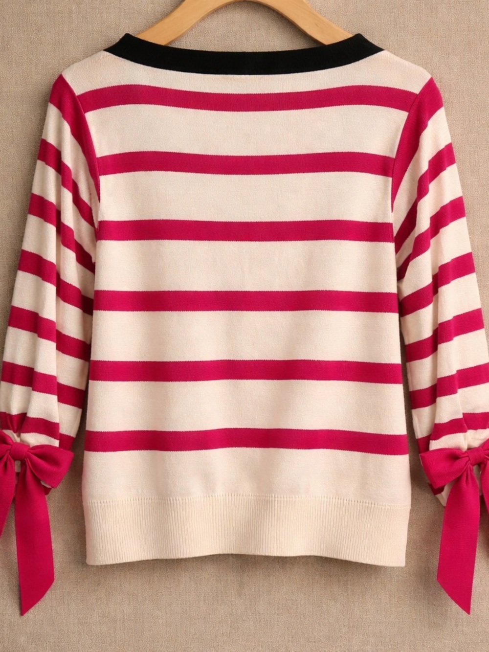 SONIA RYKIEL H&M Stripe Sweater Bow Sleeve Parisian Chic Knit Top - Picture 3 of 7
